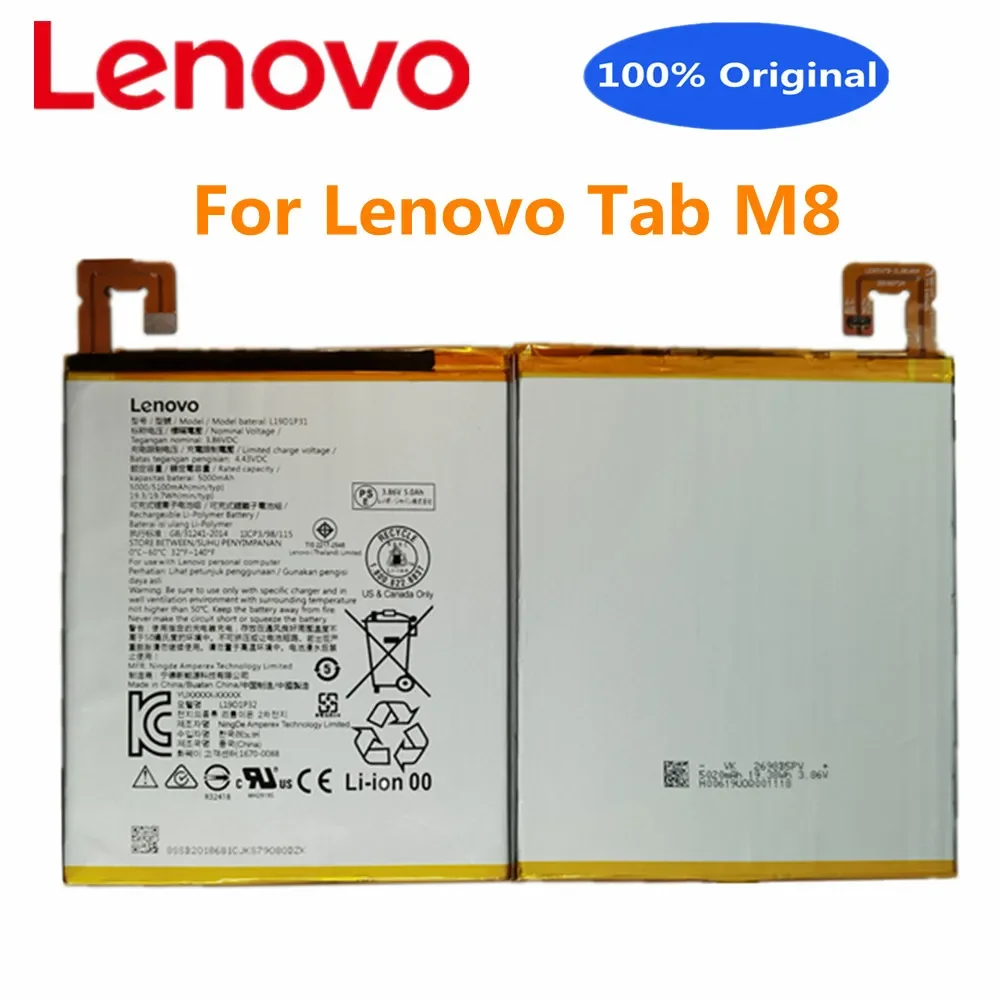 New Original High Quality L19D1P31 5100mAh Phone Battery For Lenovo Tab M8 TB-8705F/N/M TB-8505F/N/M Battery Batteries + Tools