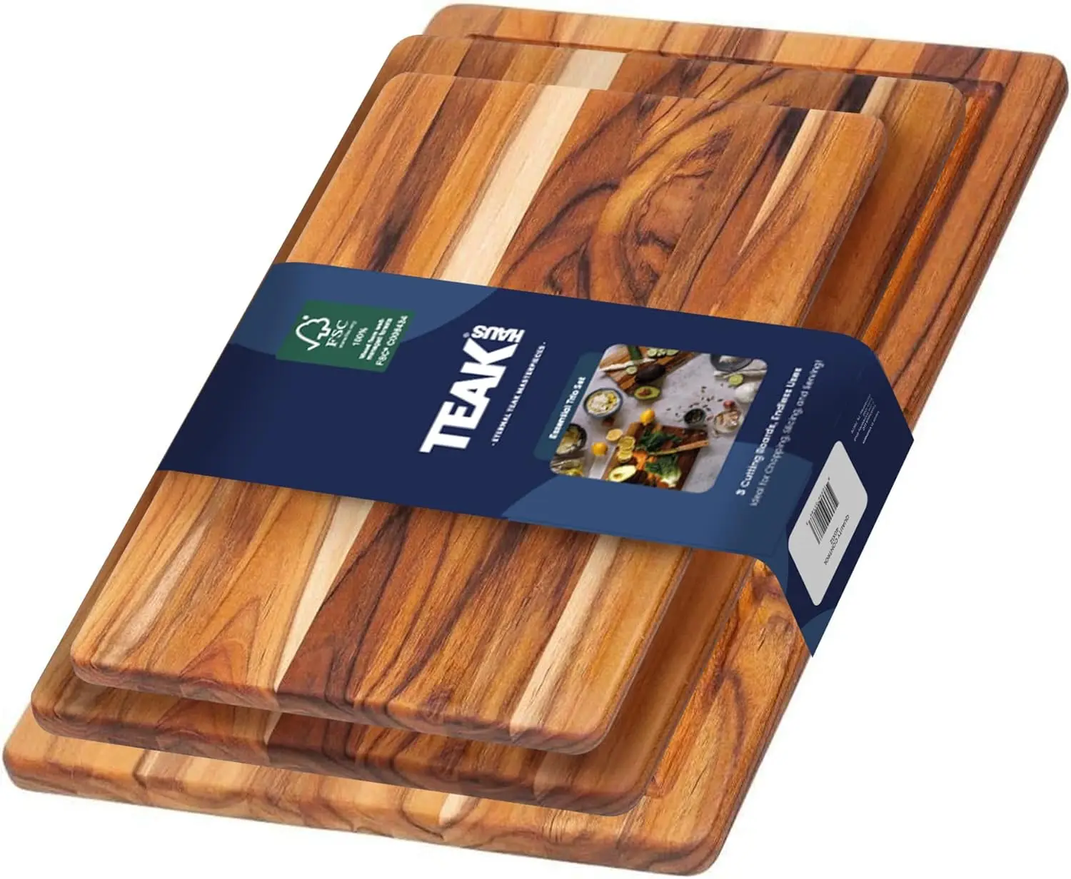 Juego de 3 Tablas de Cortar de Madera de Teca - Tablas de Cortar Pequeñas, Medianas y Grandes - Ideas de Regalos Navideños para Hombres y Mujeres - Gift-Rea