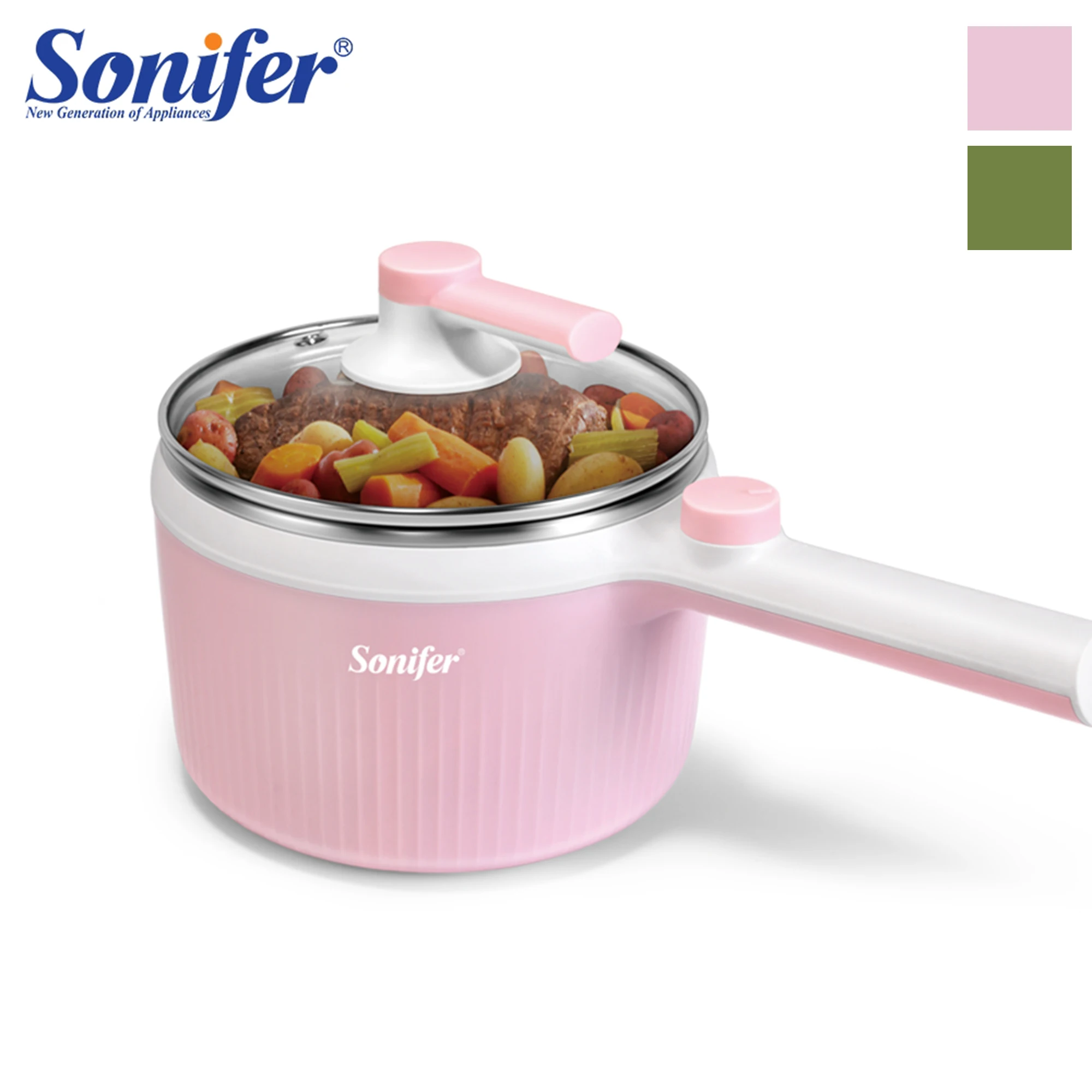 

Multifunctional Electric Cooker Portable Skillet Household Steamer Folding Hot Pot Smart Rice Cooker Ceramic Coating Sonifer