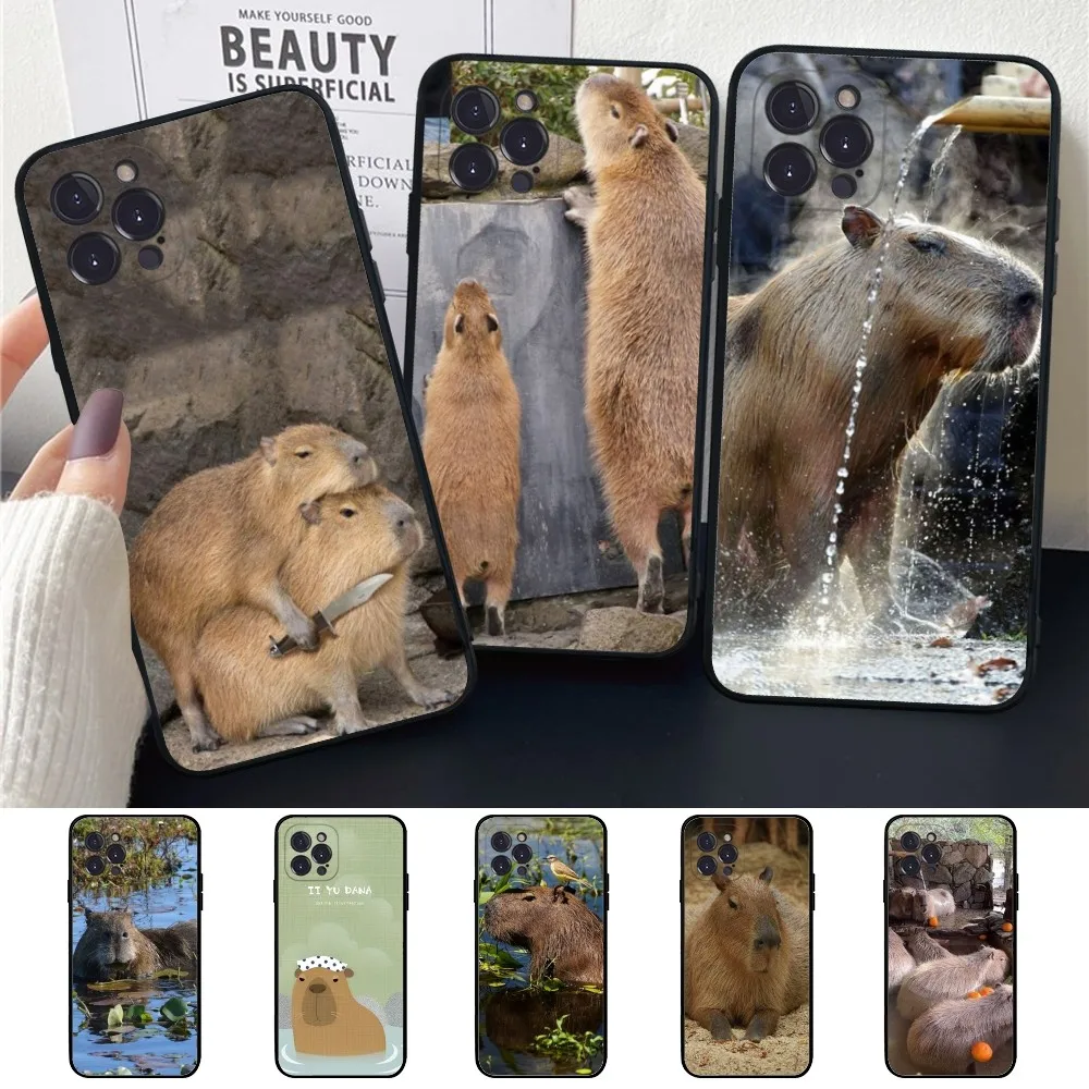 

Animal Funny Capybara Mousepad For iPhone 15 14 11 12 13 Mini Pro XS Max Cover 6 7 8 Plus X XR SE 2020 Funda Shell