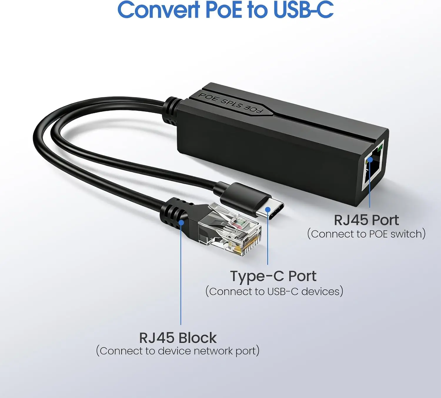 New POE Splitter 48V to 5V USB Female / tpye-C 100Mbps and1000Mbps Gigabit POE Camera Injector Power Supply for Huawei Hikvision - view 4