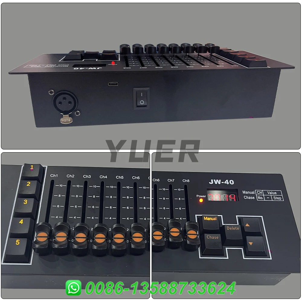 YUER-miniconsola DMX512 con cabezal móvil, equipo de escenario con 40CH, para espectáculo de Navidad, DJ, discoteca, fiesta, boda, Control LED