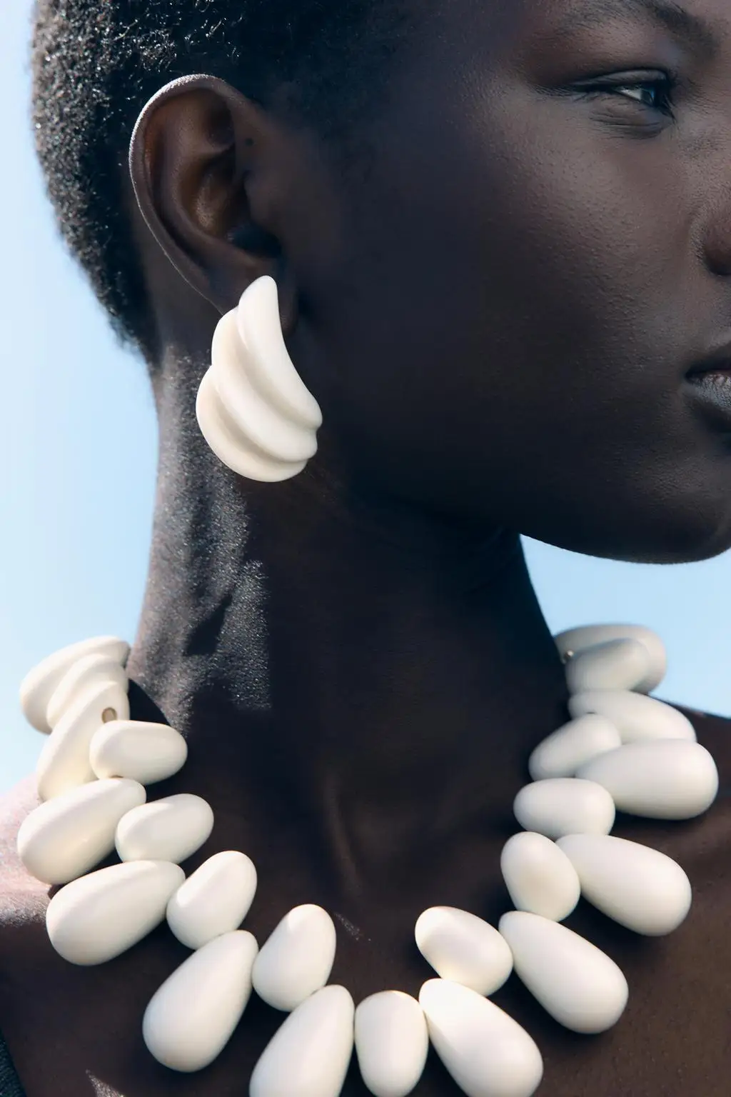 Unique Design Fan-shaped White Resin Stud Earrings for Women