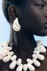 Unique Design Fan-shaped White Resin Stud Earrings for Women