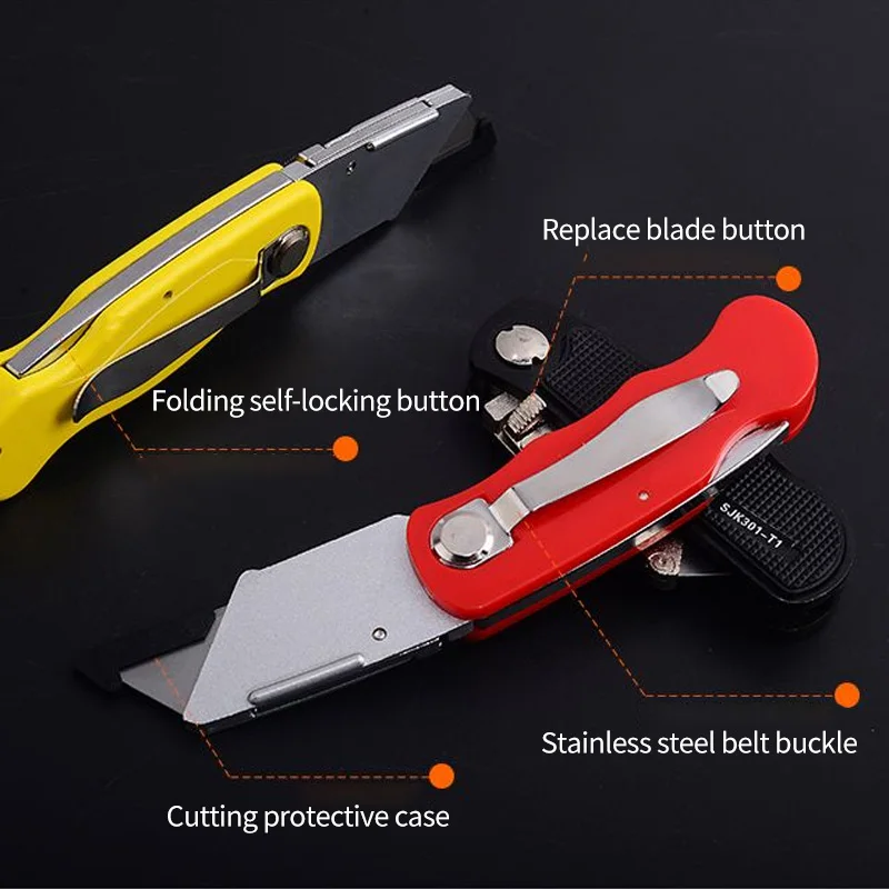 Utility Knife Electrician Retractable Sharp Cut Heavy-duty Folding Knife Aluminum Plastic Handle Blade With Lock Portable Set