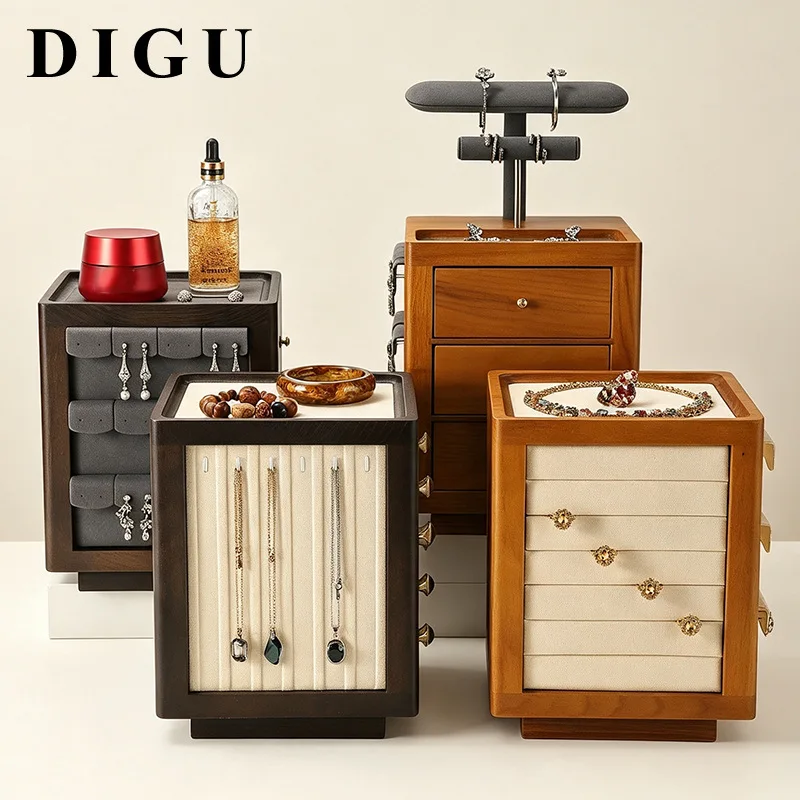 Solid wood display cabinet bracelet necklace earrings ring stall counter display stand jewelry rack