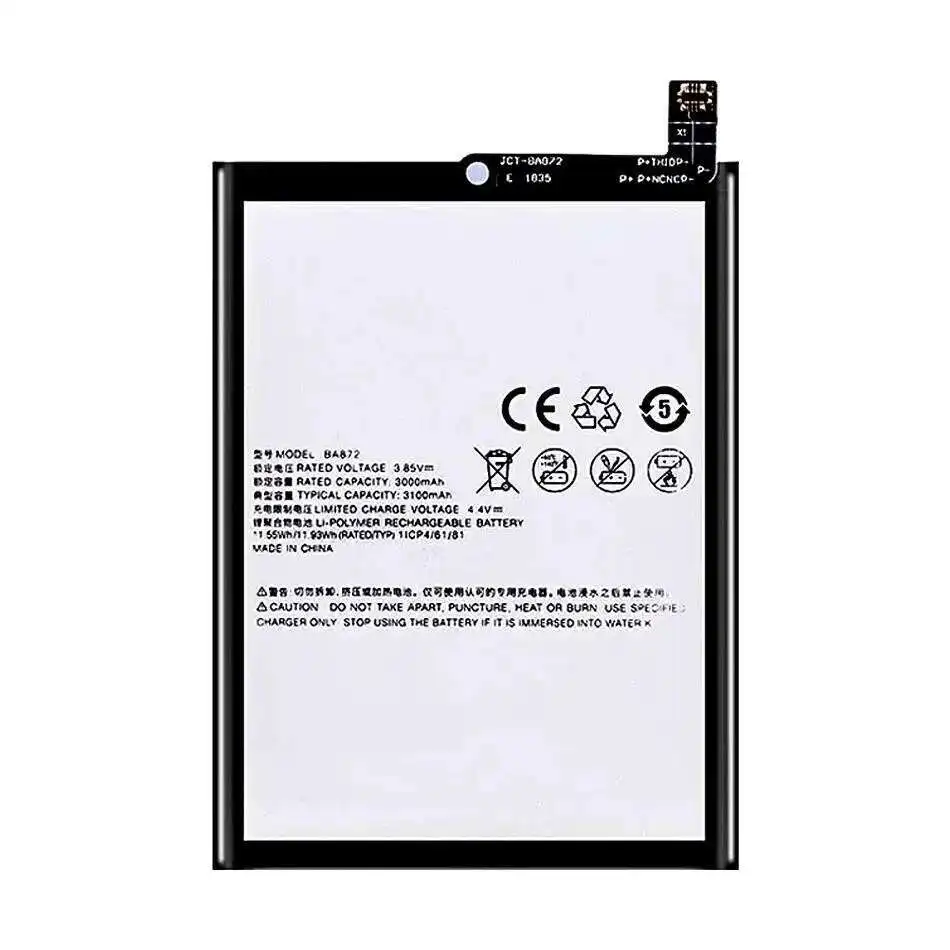 

3060mAh Safe Mobile Phone Battery BA872 Long-Lasting Performance For Meizu Meilan 16X