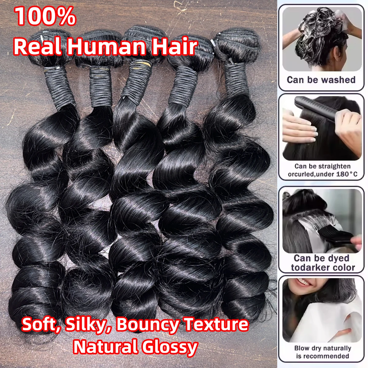 30 Inch Loose Wave Bundles 100% Human Hair Natural Black 14-32 Remy Hair Extensions Raw Hair Bundles For Women 10A Thick Bundles image 5