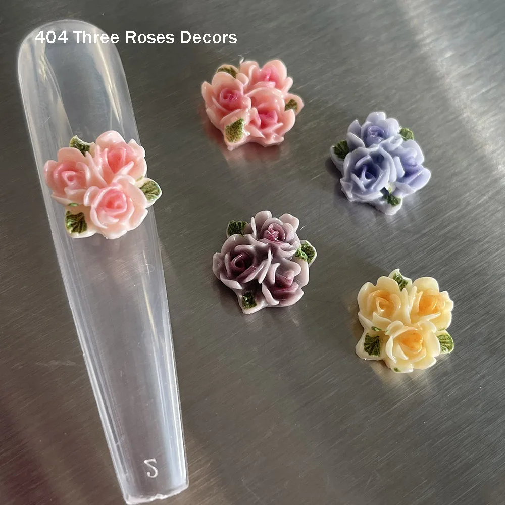 

-Three Twin Roses- Sweet Tender Lady Decors A Cluster of Rose Flowers Resin Ornaments Elegant Grace Nail Gel DIY Accessories 404