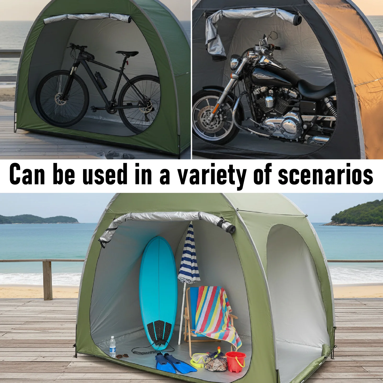 Portable Outdoor Bike Shelter Storage Tent with Aluminum Alloy Frame Oxford Fabric Carry Bag Included for Easy Bike Protection - view 4