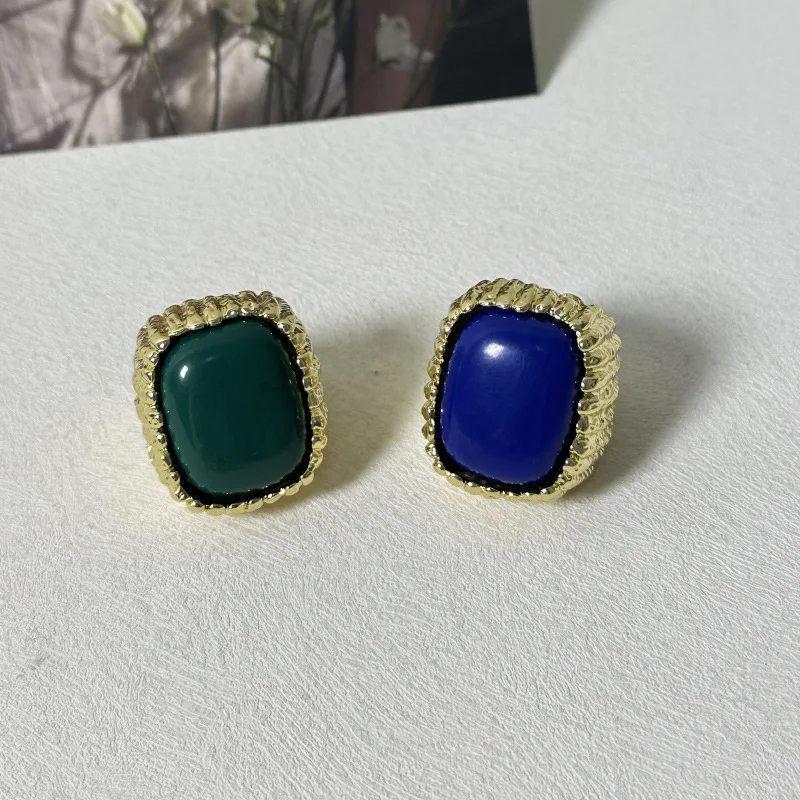 Kshmir Metal Irregular Square Opening Ring for Women European And American Personality Party Trend Jewelry Gifts