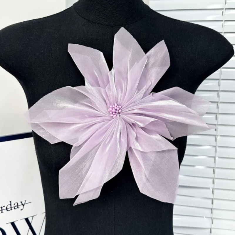 Handmade Yarn Large Flower Brooches for Women Exaggerated Elegant Corsage Lapel Pins Clothing Dress Jewelry Accessories