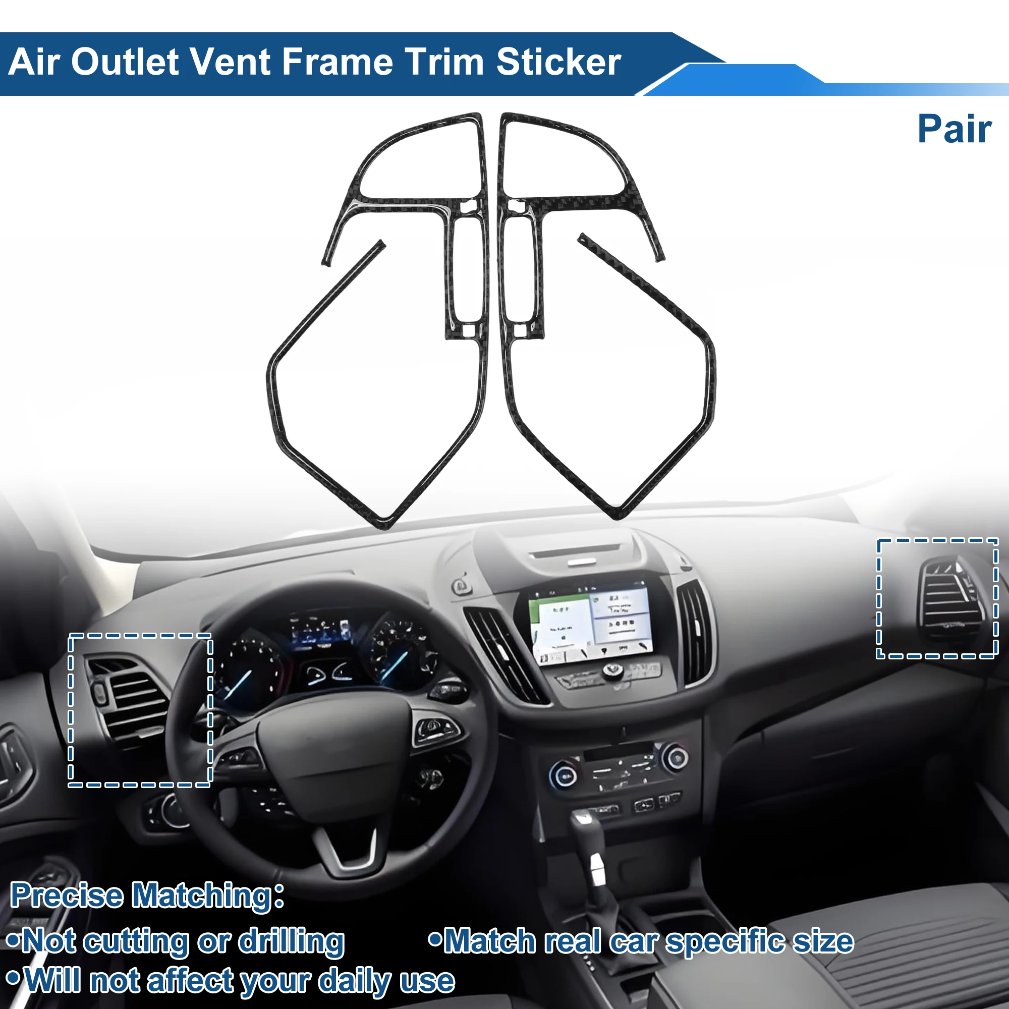 UXCELL Air Condition Outlet Vent Trim Cover Frame for Ford Escape Dashboard Black