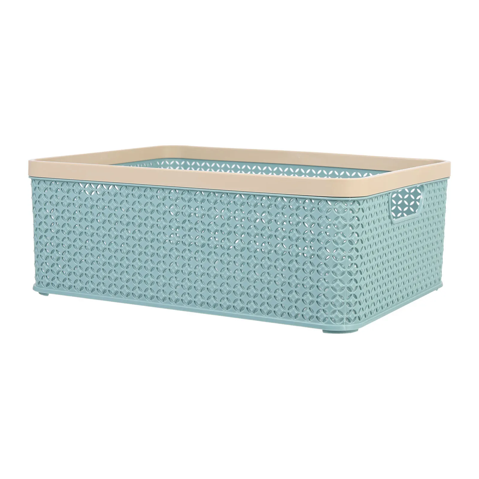 

Storage Basket Desktop Organizer Hollow Handle Large Capacity Plastic Sundries Holder Home Office Table Basket