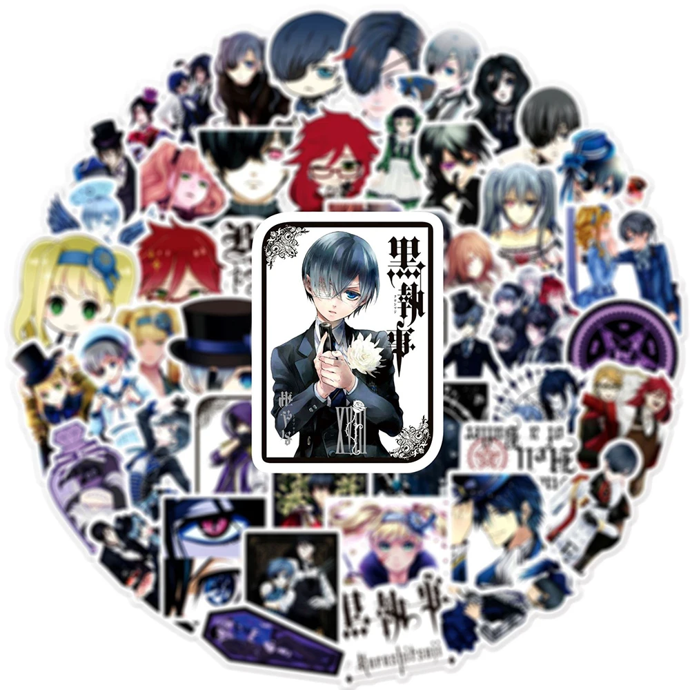 10/30/50pcs Cool Sebastian Black Butlerc Stickers Ciel Lizzy Anime Sticker Skateboard Suitcase Motorcycle Laptop Cartoon Decals