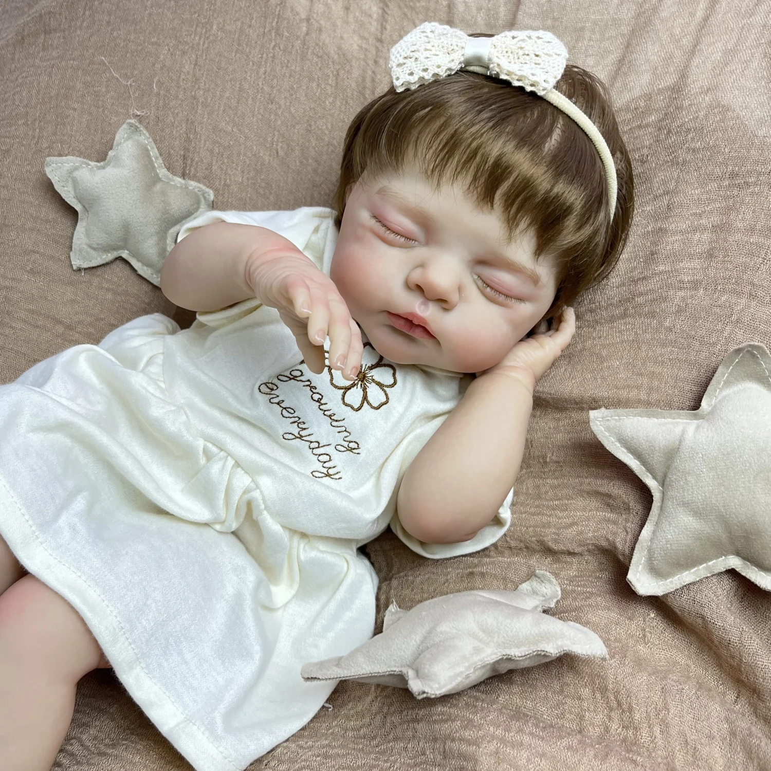 

48 CM 3D-Paint With Visible Veins Reborn Baby Asleep Doll Toy with Soft Cloth Body Lifelike Birthday Gift Play House Toy