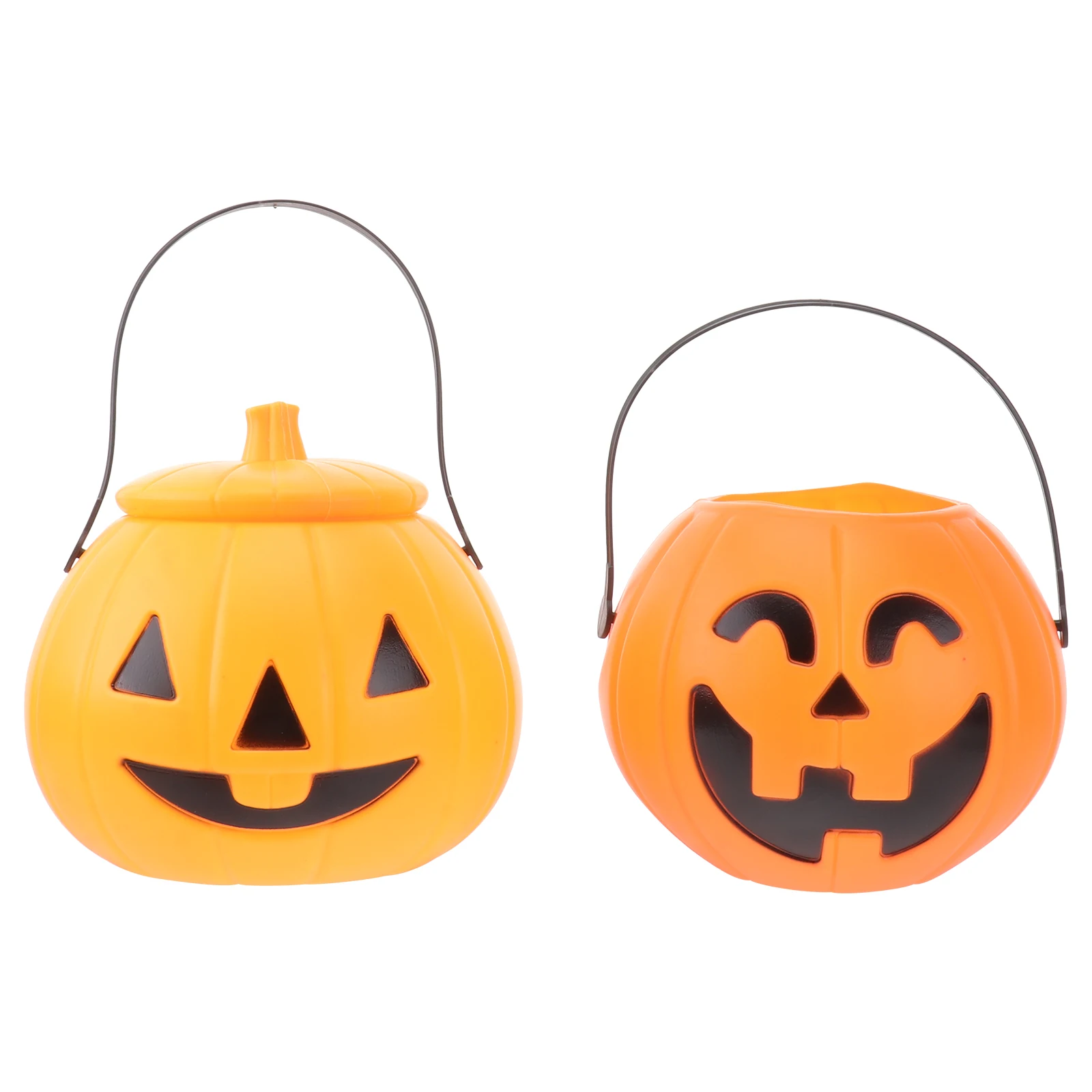 

2 Pcs Pumpkin Lantern Halloween Supplies Plastic Bucket Light Prop Lamp Decoration