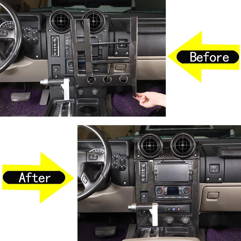 

2Pcs ABS carbon fiber For 2003-07 Hummer H2 car styling center console air conditioner CD panel frame sticker car interior parts