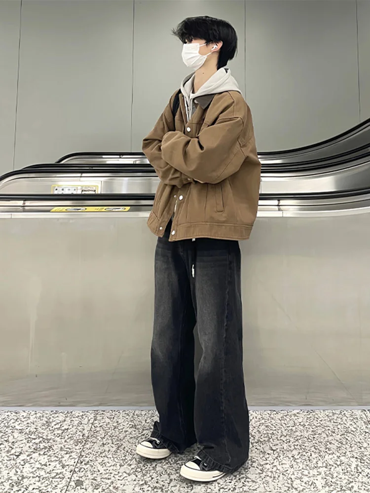 

Мужские джинсы aduated ey Bla Denim: весенние, в американском уличном стиле, свободные, прямого кроя, молодежные, трендовые, из хлопка и полиэстера