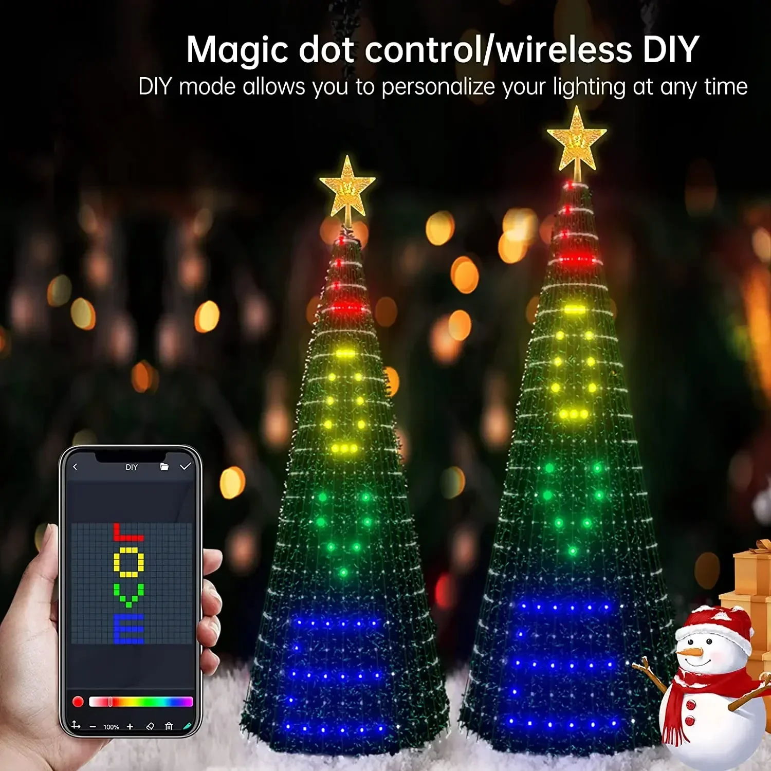 2.1M Smart Christmas Tree Garland LED Fairy String Lights App Remote Control DIY Picture Display for Party Christmas Decoration
