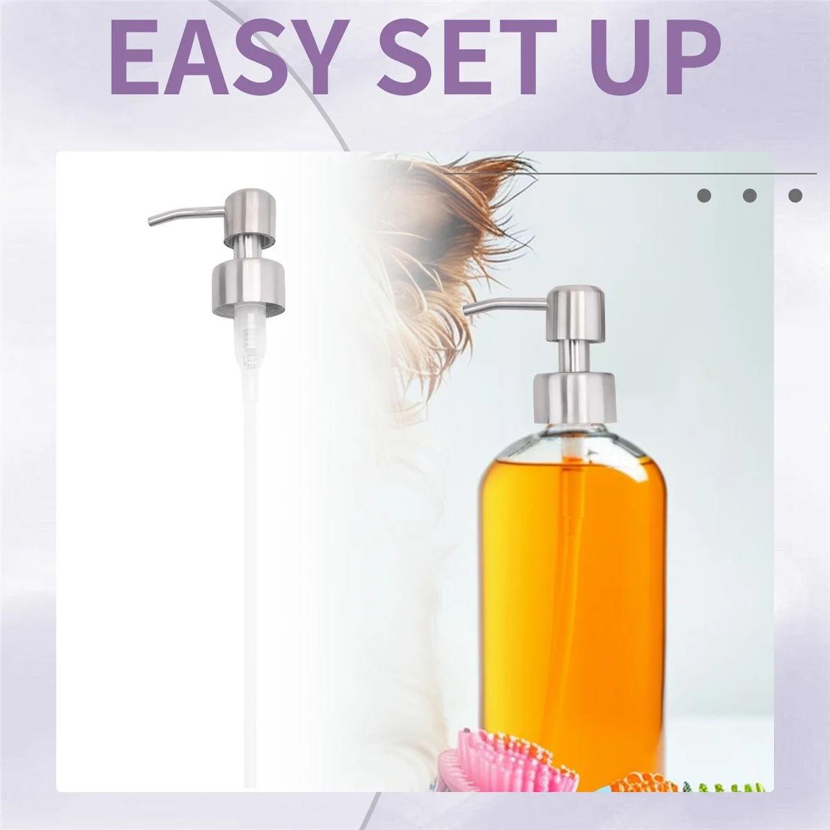 A40T 6Pcs 표준 28/400 넥 사이즈 노즐 및 튜브 용 스레드가있는 스테인레스 스틸 액체 비누 디스펜서 펌프 교체