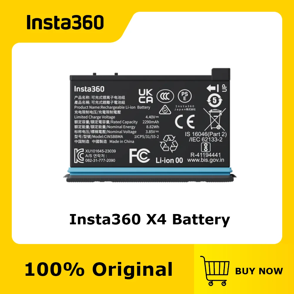 

Official & Original Insta360 X4 Battery Sports Camera Accessories,2290mAh large-capacity battery, 27% more than the previous gen