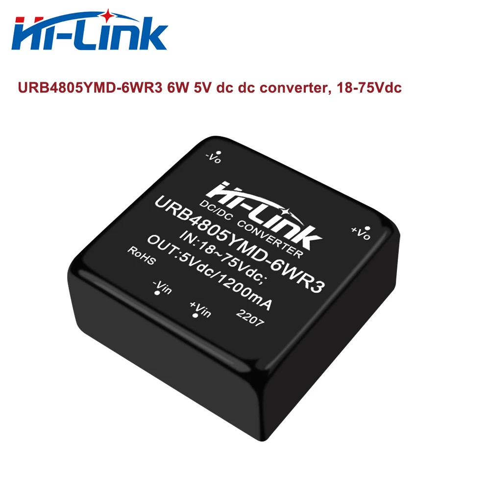 

HiLink 6W 18-75Vdc to 3.3V/5V/12V/15V/24V URB48xxYMD-6WR3 DC Isolated Power Converter Module