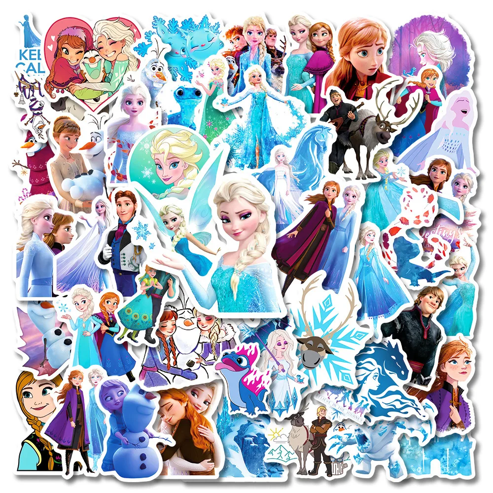 10/30/50pcs Cute Disney Cartoon Frozen Stickers Anime Graffiti Luggage Guitar Stationery Waterproof Kawaii Anime Decal Wholesale