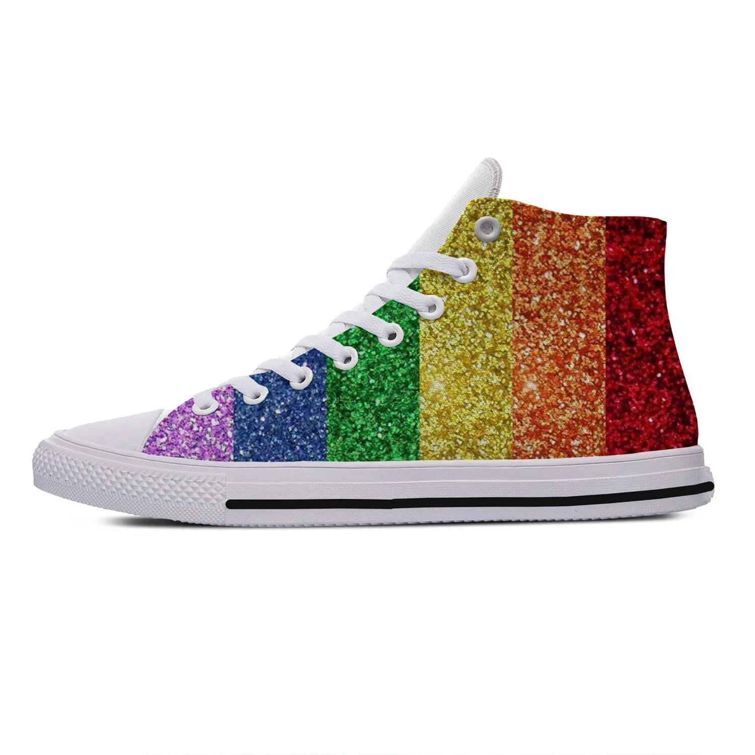 Regenbogen Glitter High Top Sneakers Herren Damen Teenager heiße Mode Freizeit schuhe Leinwand Laufschuhe 3D-Druck leichten Schuh