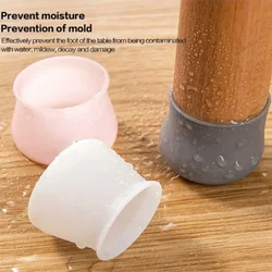 Protetores de piso de perna de cadeira de silicone Elásticos, sem arranhões, Ruído antiderrapante, Reduzir fundo, Almofada espessada para móveis, 12 pcs, 4pcs