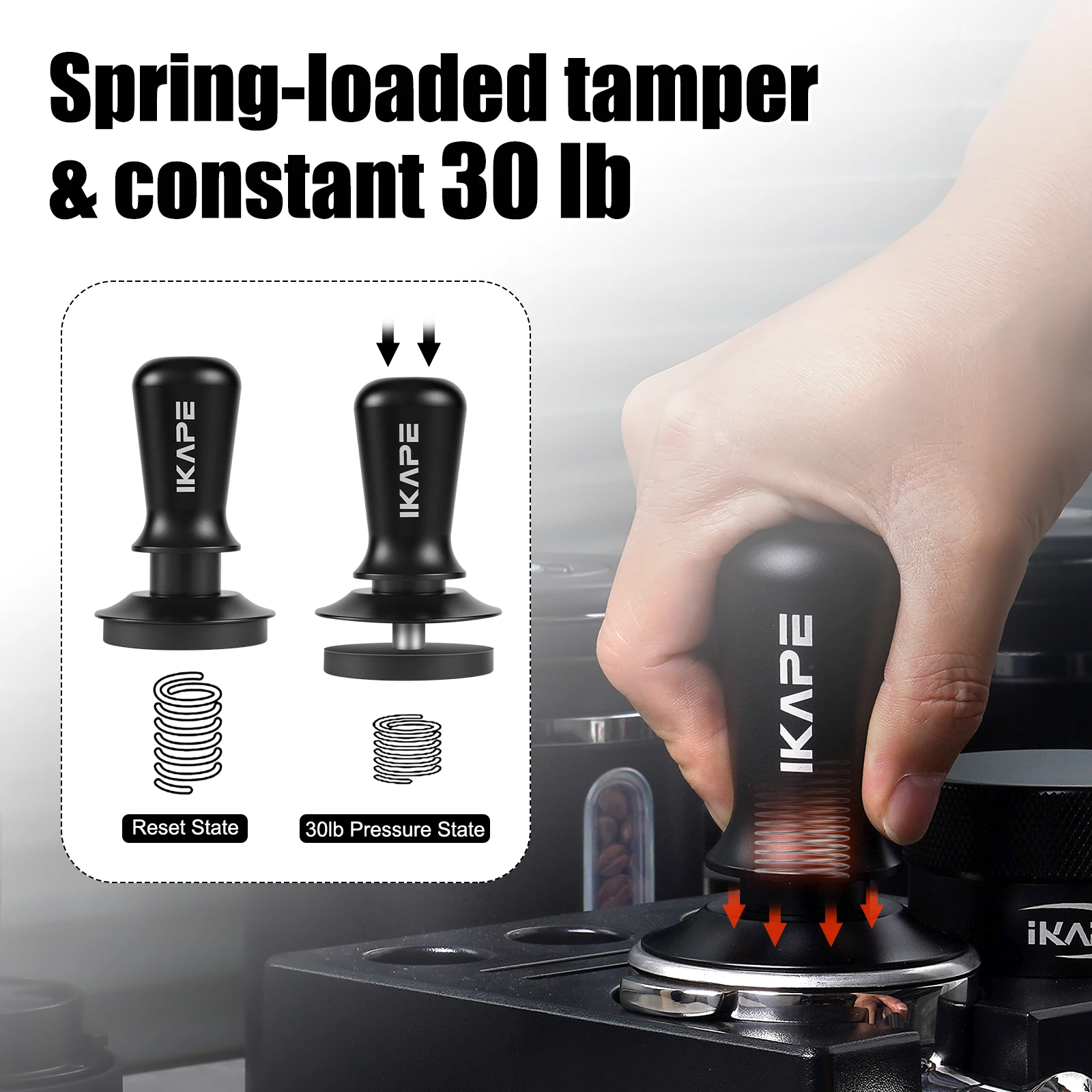 IKAPE Kaffeestampfer V3, passend für 51/54/58 mm, Espresso-Stampfer mit kalibriertem, federbelastetem Mechanismus und Titan-PVD-Beschichtung. – Detail 4