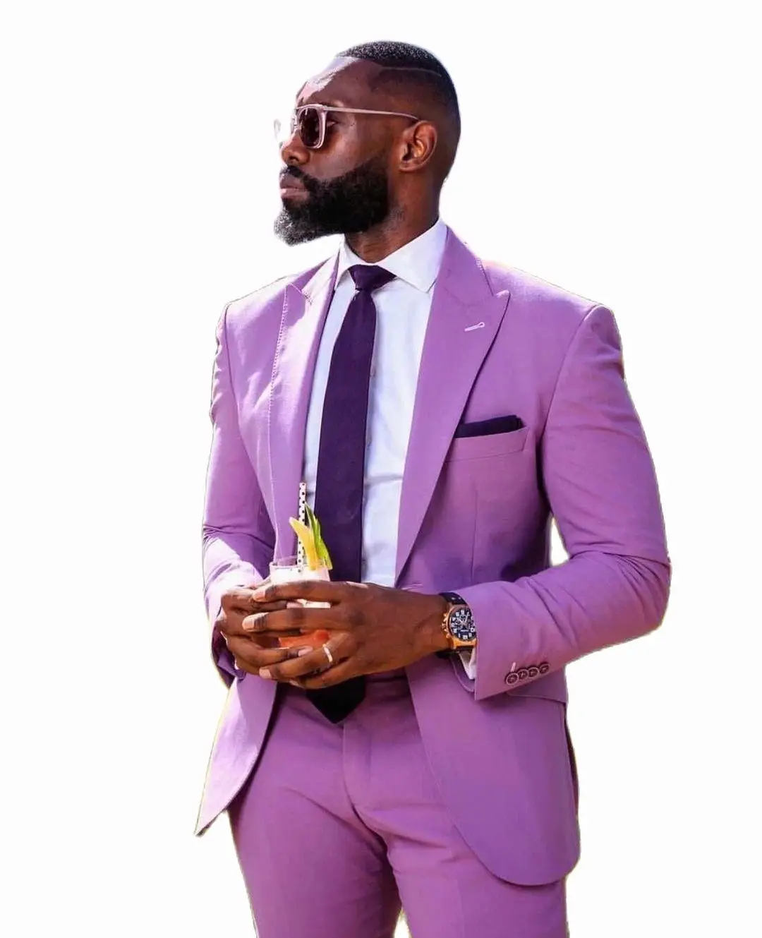 

Causal African Summer Purple Peak Lapel Men Suits Wedding Slim Fit Groom Tuxedo Terno Masculino Prom Blazer 2 Pc Jacket Pant