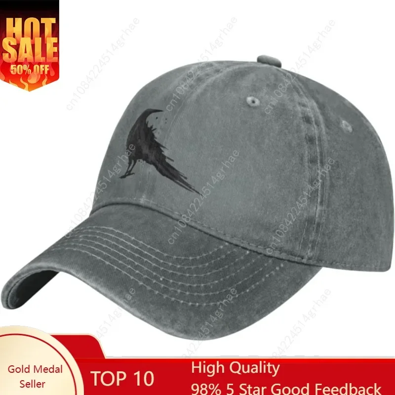 

Vintage-Crow-Raven-Black-Bird Retro Funny Gifts Baseball Hats for Men Women Gray Cowboy Hat Trucker Hat Sun Hats