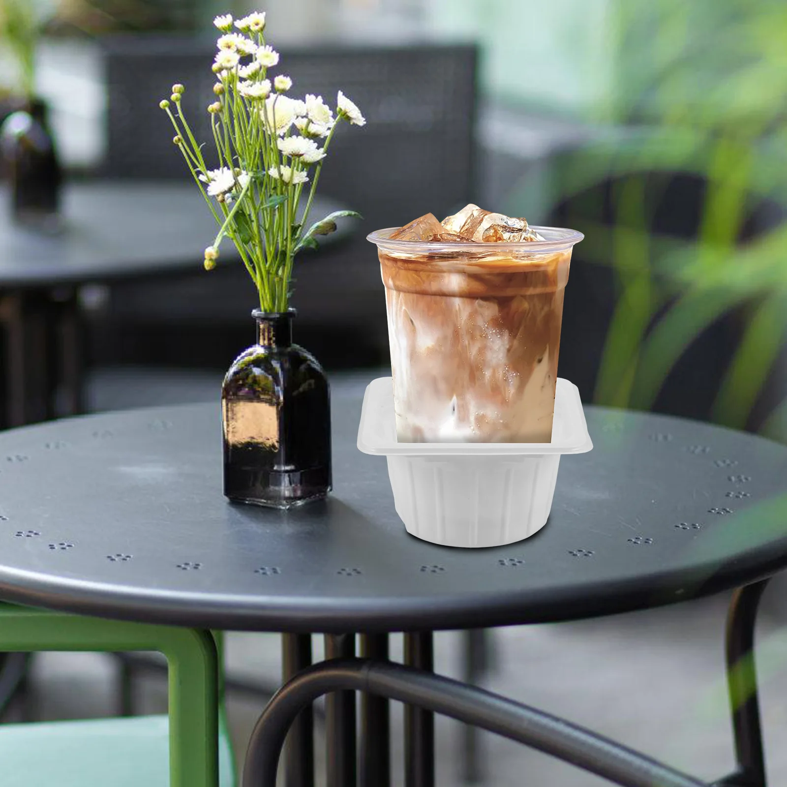 

50Pcs Disposable Cup Holder Tray Secure Anti-Spill Plastic Coffee Carrier for Takeout Beverage Shops Restaurants