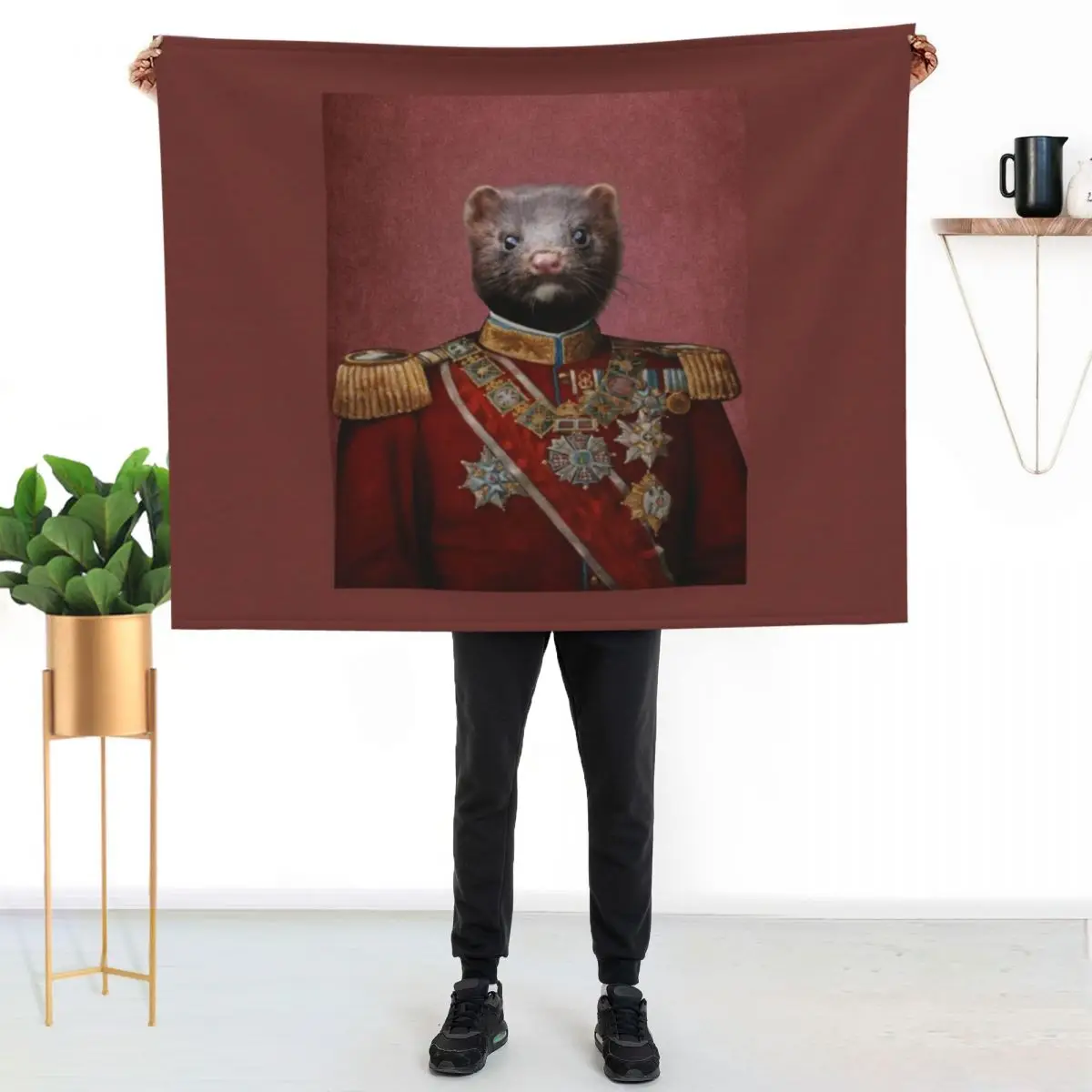 Pet Ferret Tee Funny Ferret, Thief, Mugshot, Gift Throw Blanket Shaggy Giant Sofa Sleeping Bag Multi-Purpose manga Blankets