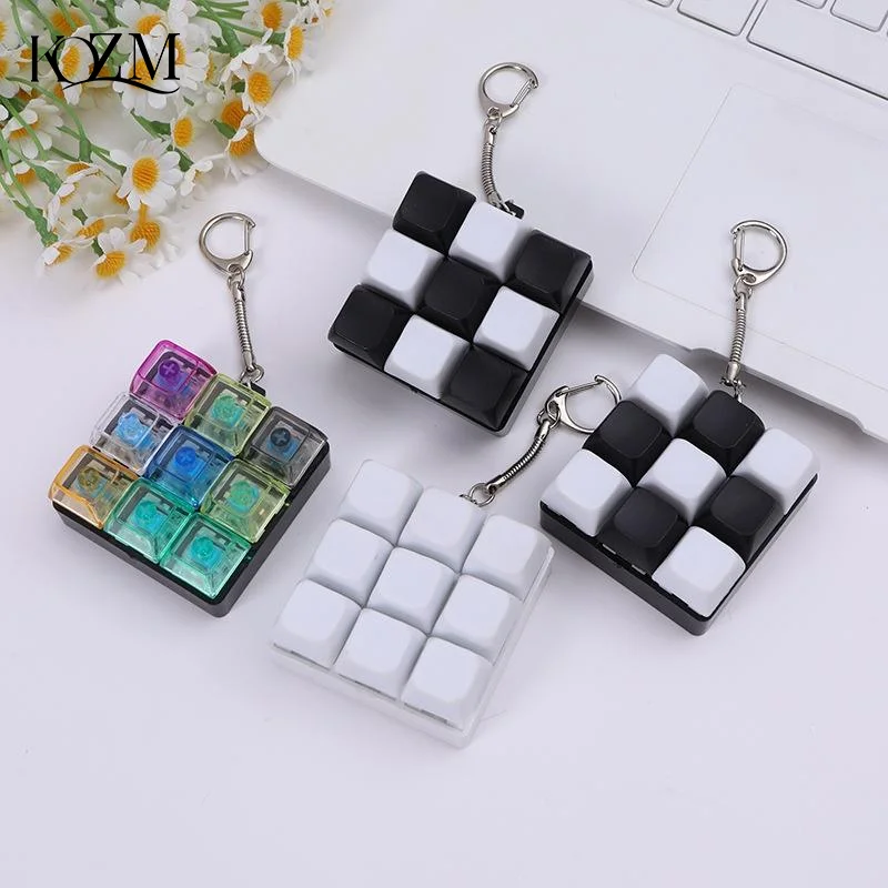 

Button Keycap Keychain 9 Keys Keyboard Decompression Toys DIY Keyboard Keychain Toys For Adult Gifts To Relief Pass Time