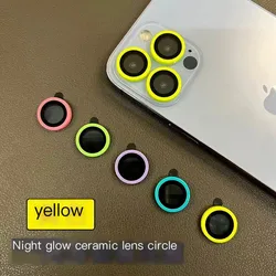 For iPhone 15 14 13 12 Pro Max 12 11 mini Luminous Camera Protector Ceramic Lens Ring Tempered Glass Back lens Cap Cover