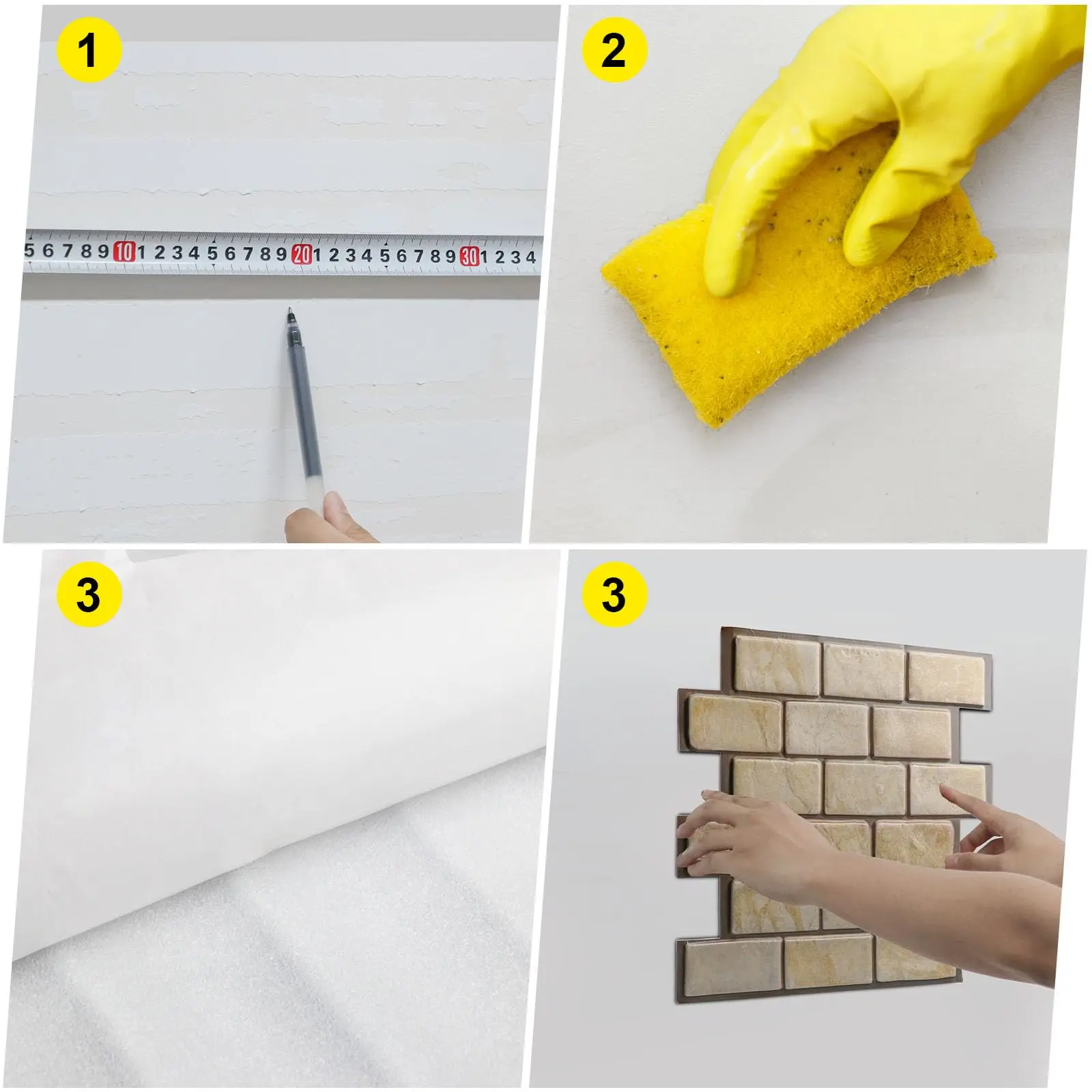 10 PCS 3D Wall Tiles Panels Peel and Stick 11.8" * 11.8" Faux Brick in Wallpaper for Walls 3D Wall Tiles Textured