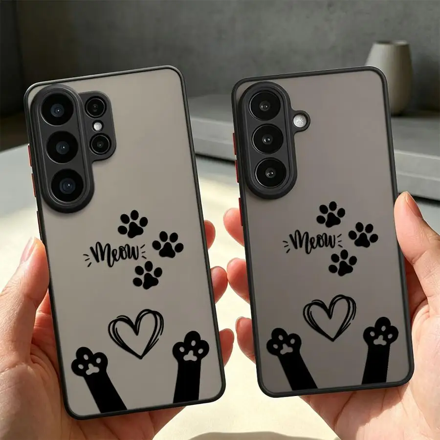 Mom Paw Heart Line Tattoo Case for Samsung Galaxy S26 S22 S24 Plus S23 FE S25 Ultra Note 20 Ultra 10+ S21 S20 FE Funda Back