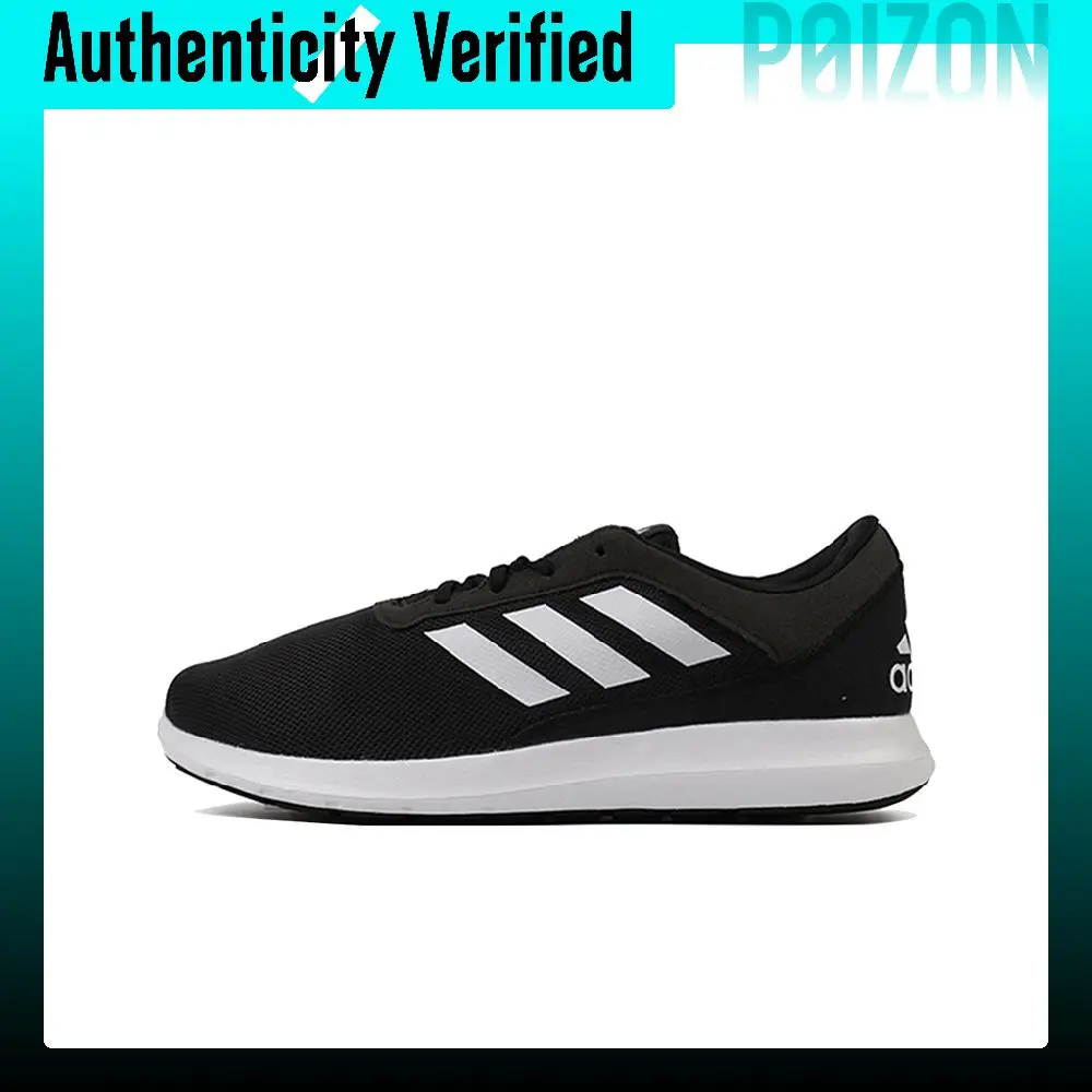 Adidas Coreracer Comfortable Fabric Breathable Support Low top Running Shoes Men's Black White FX3581