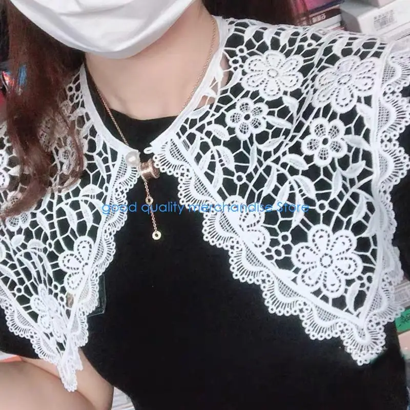 

Y5JD Ложный воротник Кружевной ажурный съемный воротник Легко носить для женщин Вышивка Воротник Венецианский кружевной вырез