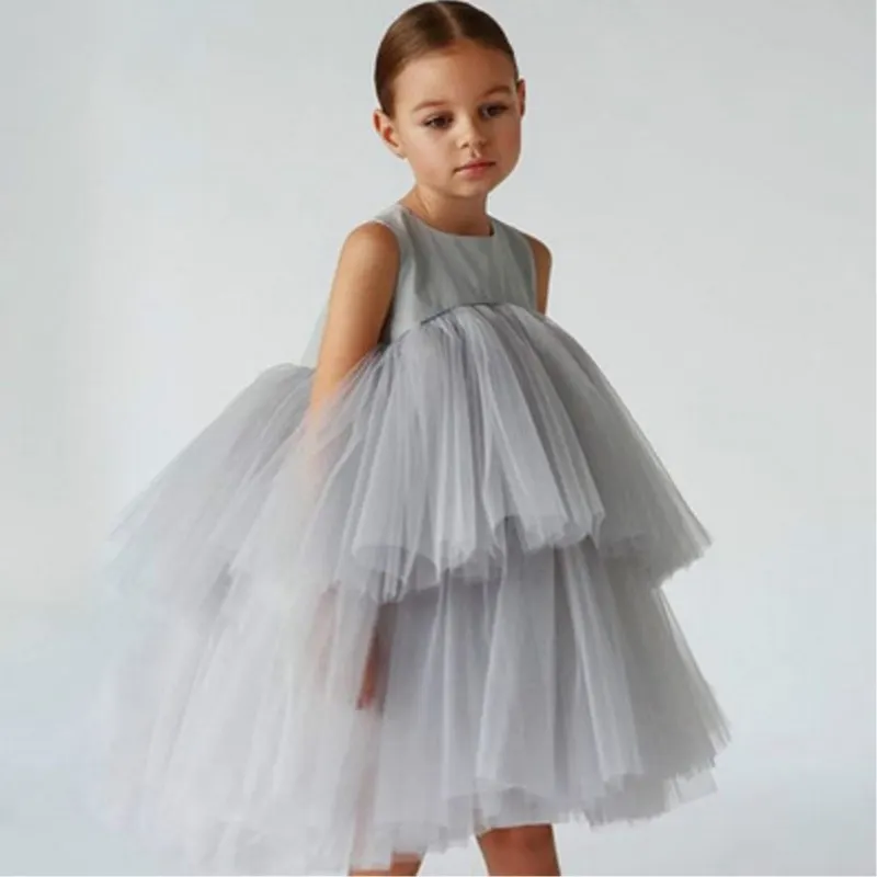 Baby Girl Princess Gauze Tutu Layered Dress Sleeveless Child Cake Tulle Vestido Party Birthday Ball Gown Baby Clothes 1-10Y