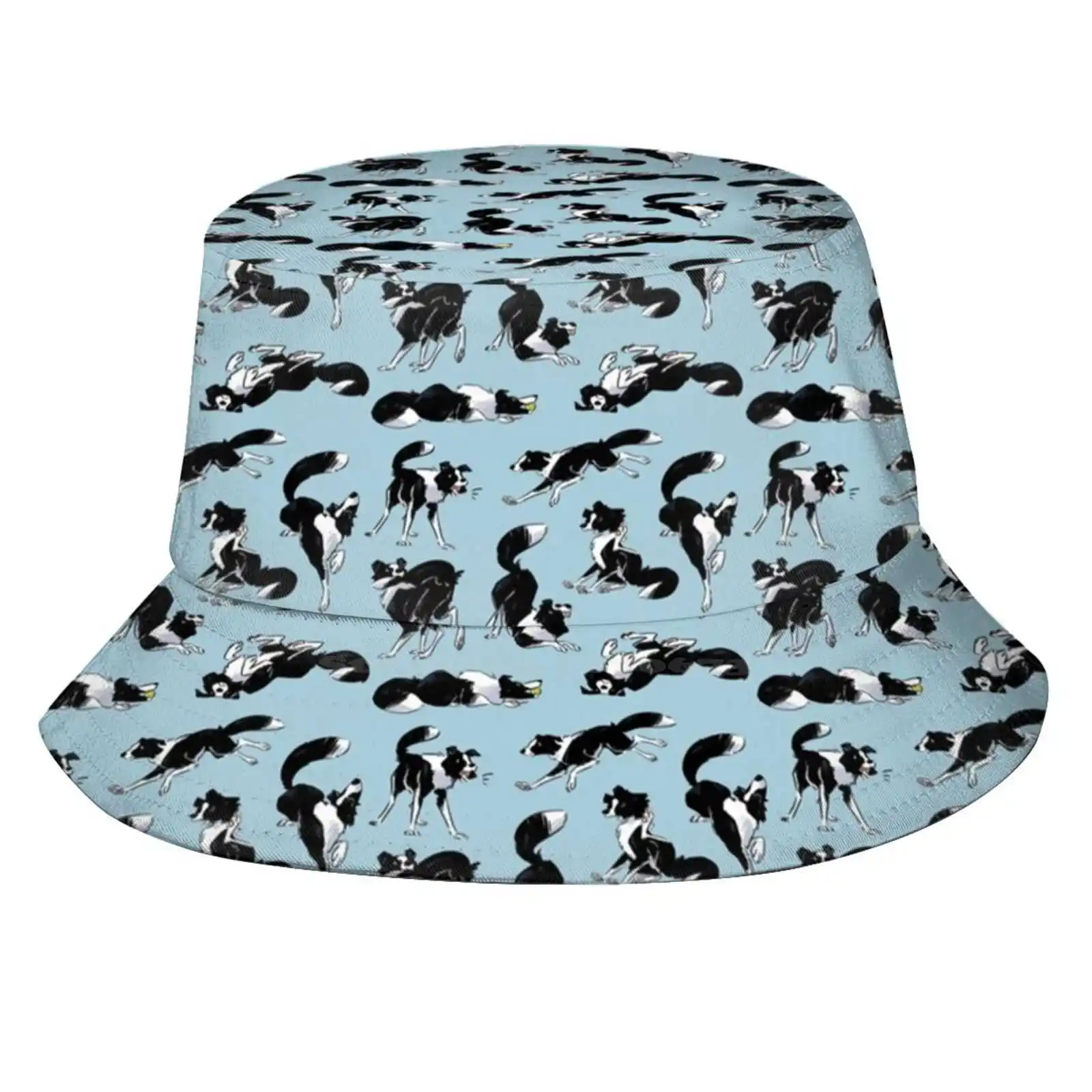 Border Collie Sun Cap Fisherman Hat Bucket Hats Border Collie Dogs Fart Black White Cute Animal