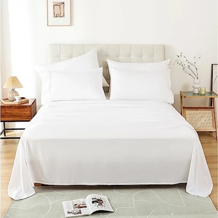 

Queen Sheet Set - 4 Piece Bed Sheets for Queen Size Bed, Extra Soft Breathable, Deep Pocket Hotel Luxury Cooling Sheets, Wrinkl
