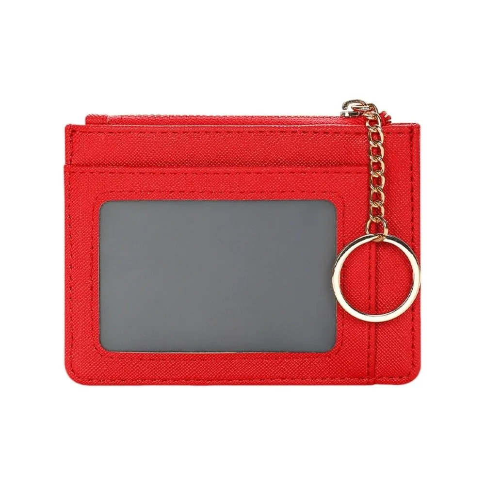Eenvoudige korte hangende kaarttas, multifunctionele PU-leer, portemonnee met meerdere kaarten, ritssluiting met sleutelhanger, zaktas, unisex