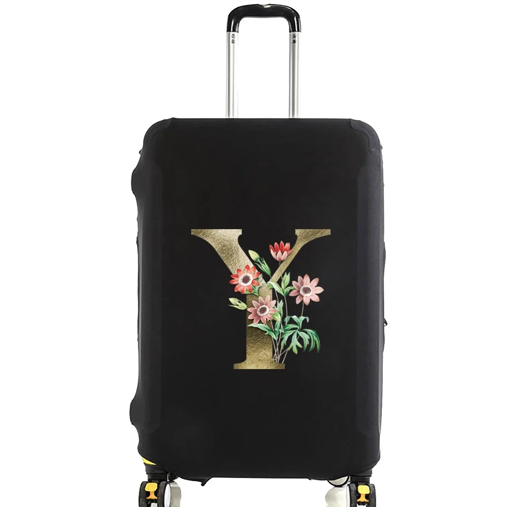 Luggage Protective Cover for 18-32 Inch Fashion Golden Flower Pattern Trolley Suitcase Elastic Dust Bags Case Travel Accessories