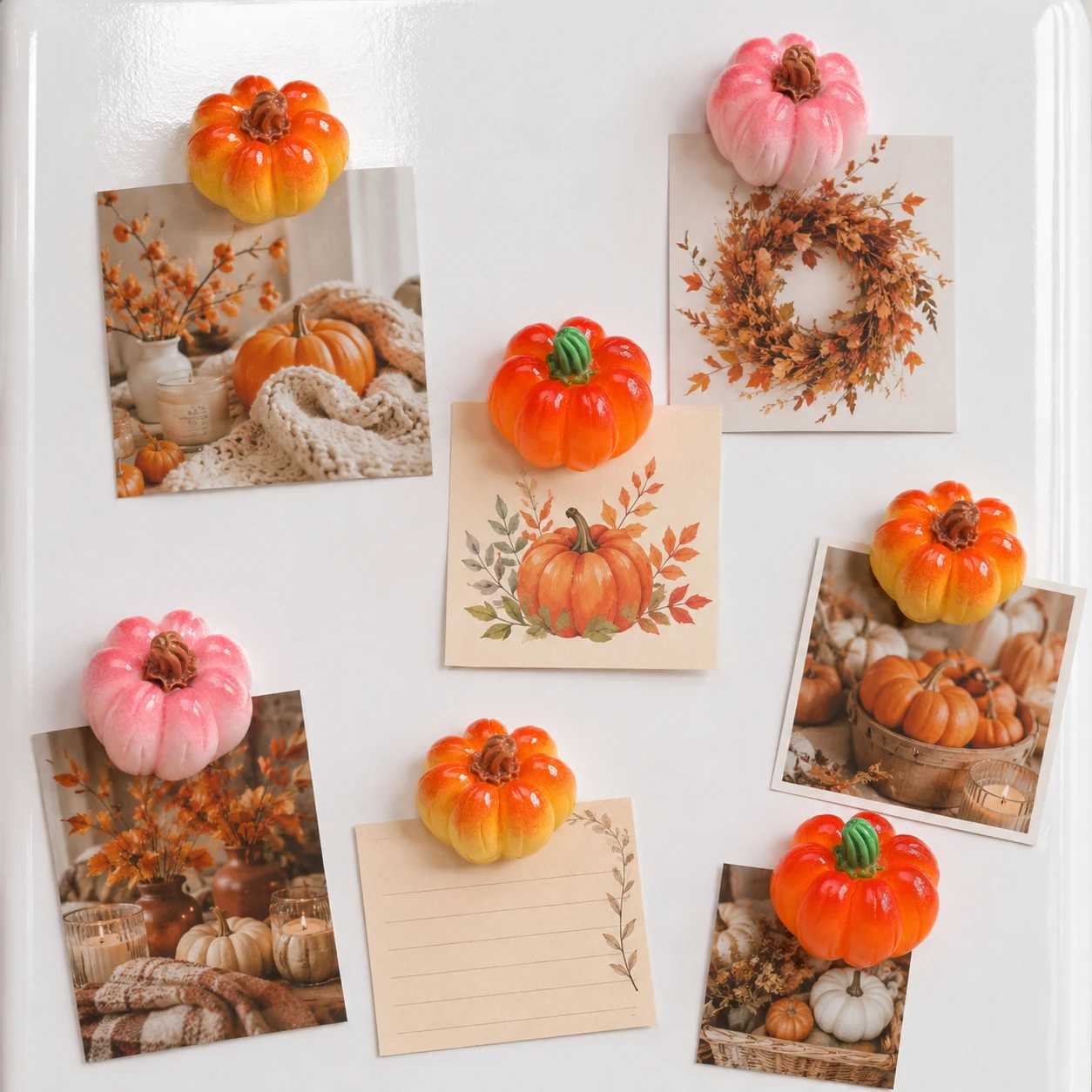 Halloween Autumn 3D Pumpkin Fridge Magnet Resin Orange Pink Pumpkin Refrigerator Magnet Fall Harvest Festival Home Kitchen Decor