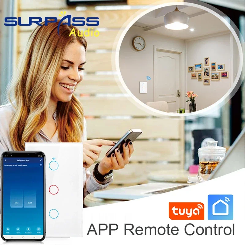 WiFi Smart Touch Switch US Standard 120 Type Waterproof Moistureproof Wall Touch Panel Work with Alexa Google Home 1/2/3/4 Gang