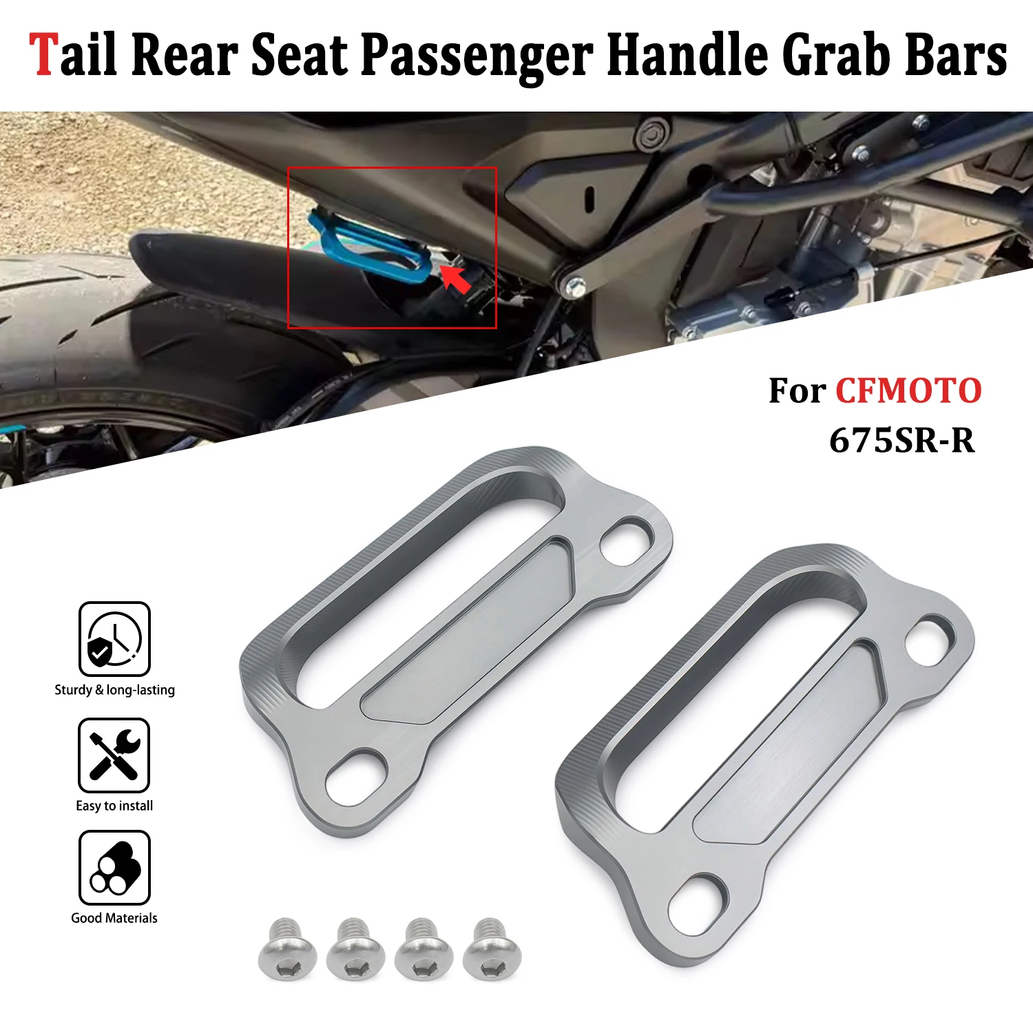 CNC Tail Rear Seat Passenger Handle Grab Bars For 675SR-R 675 SR-R 675SR R 675SRR Motorcycle Parts