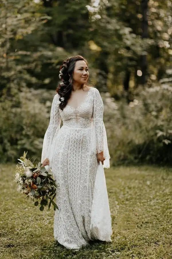 Tay Dài Đi Biển Váy Áo Cột Dây Bãi Sau Hippie Boheamin Nước Cô Dâu Đồ Bầu Plus Size Đầm Vestido Noiva